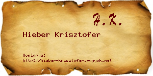 Hieber Krisztofer névjegykártya